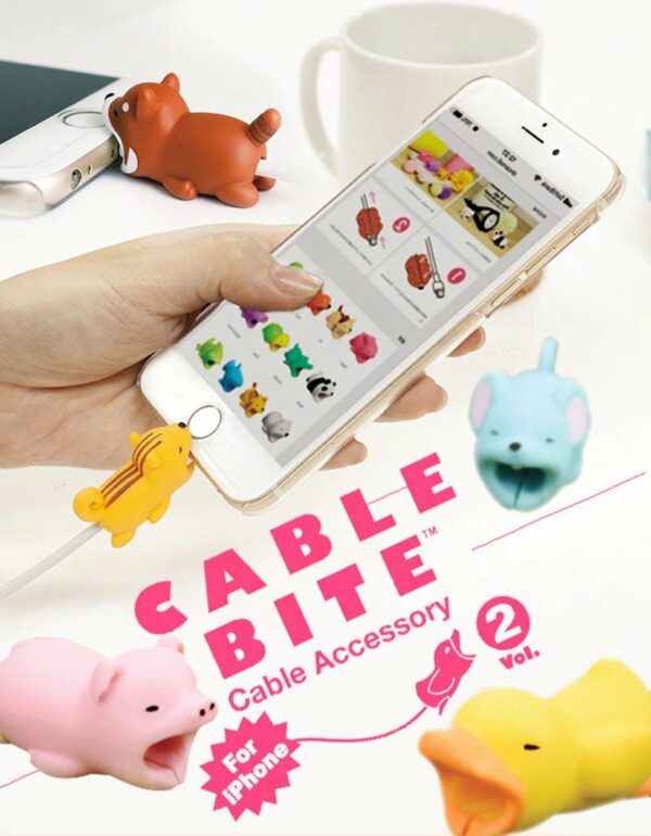 Protector cablu USB Android, iPhone Cable Bite animal set 4 buc. - imagine 8
